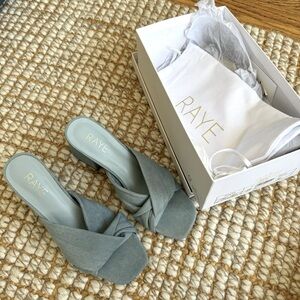 RAYE NWB Denim Slide Heeled Sandals
